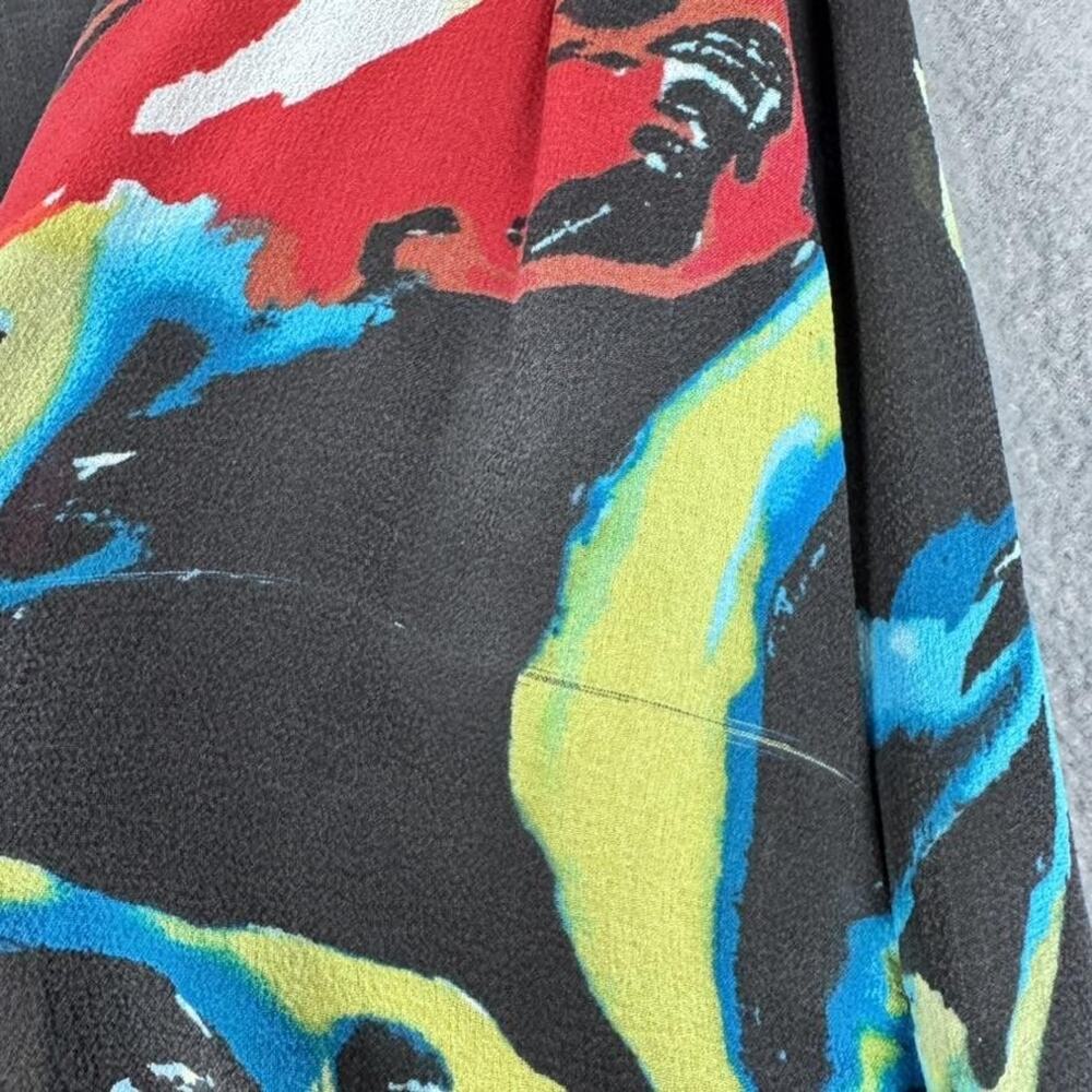 Chico's Silk Skirt Womens 2 Black Floral Lined Sheer Midi‎ Love Holidays Flaws - Picture 10 of 14